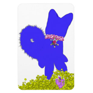 Hanukkah dreidel gelt and blue dog holiday magnet