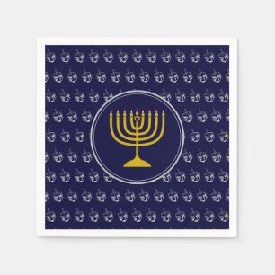 HANUKKAH Dreidel Menorah BLUE SILVER GRAY Napkin