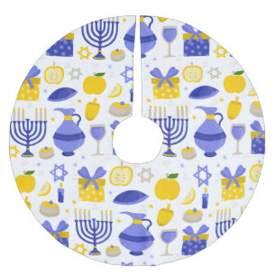 hanukkah dreidel menorah brushed polyester tree skirt