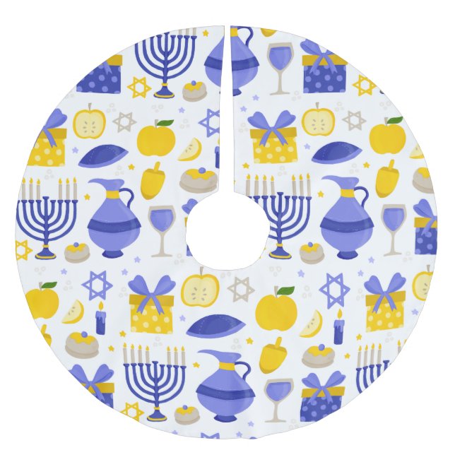 hanukkah dreidel menorah brushed polyester tree skirt (Front)