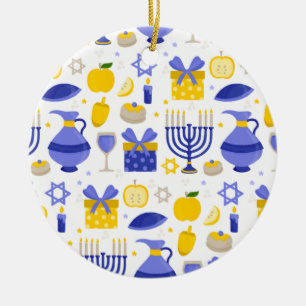 hanukkah dreidel menorah ceramic ornament