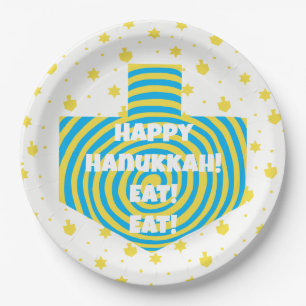 Hanukkah Dreidel Swirl Paper Plates 