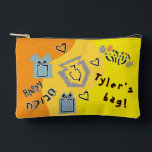 Hanukkah Dreidel Time Game Accessory Pouch<br><div class="desc">Hanukkah Dreidel Time Game Pouch. All design elements can be edited. Change editable text using your favourite font style, colour, and size. Fill your pouch with dreidels, and playing treats. Game on!!! Happy Hanukkah! Bag Type: Print Cut Sew Small Accessory Pouch Our pouches come in two sizes and can hold...</div>