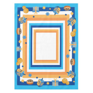 Hanukkah Dreidels Doughnuts & Stars Tablecloth