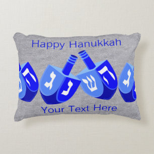 Hanukkah Dreidels In Blue Holiday Home Decor Decorative Cushion