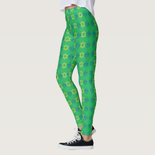 Hanukkah Dreidels + Stars Leggings