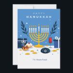 Hanukkah Elements Greeting Card<br><div class="desc">Send holiday greetings to everyone with this festive Hanukkah greeting card. (Image by Freepik). The card is easy to customise with your wording, font and font colour. Not exactly what you're looking for? All our products can be custom designed to meet your needs at no extra charge. Simply contact us...</div>