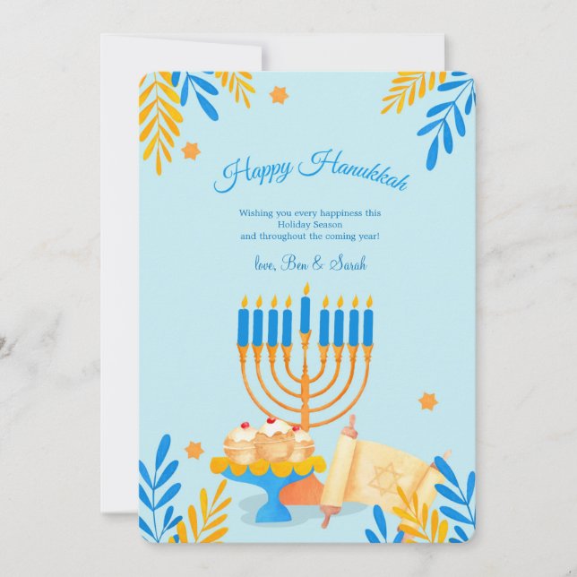 Hanukkah Elements Holiday Greeting Card (Front)
