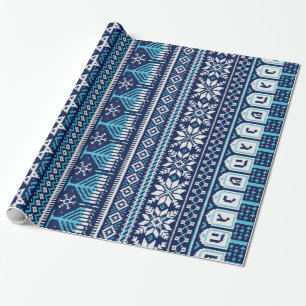 Hanukkah Fair Isle Faux Knit Sweater Wrapping Paper