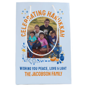 HANUKKAH FAMILY Customisable Photo Medium Gift Bag