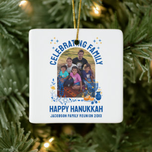 HANUKKAH FAMILY REUNION Customisable Photo  Ceramic Ornament