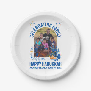 HANUKKAH FAMILY REUNION Customisable Photo  Paper Plate