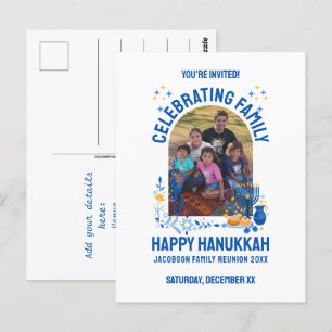 HANUKKAH FAMILY REUNION Customisable Photo  Postcard