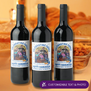 HANUKKAH FAMILY REUNION Customizable Photo  Wine Label