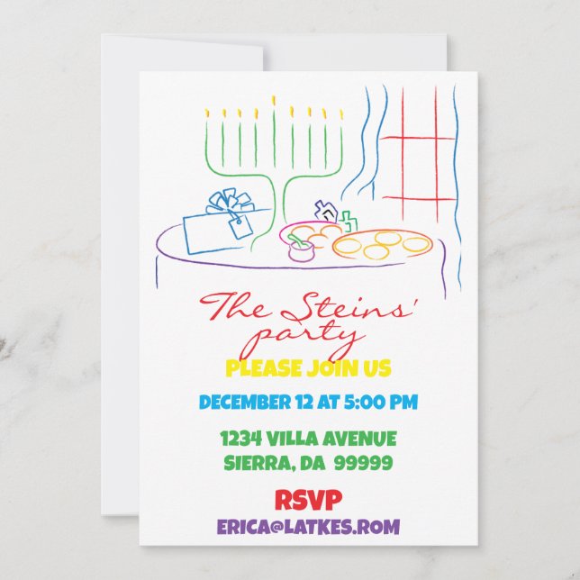 Hanukkah Feastable of Light White Invitation (Front)