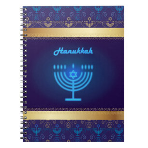 Hanukkah Festival Menorah decorative blue ornament Notebook