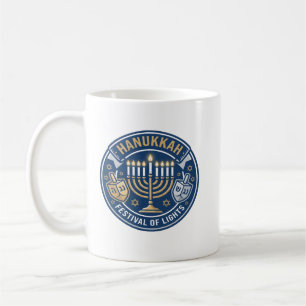 Hanukkah Festival of Lights Menorah & Dreidel Coffee Mug