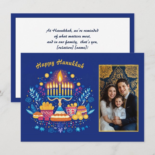  Hanukkah Festival of Lights Photo Charm✡️, Holiday Card (Front/Back)