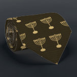 Hanukkah Festival Party Gold Menorah Pattern Tie<br><div class="desc">Ties Design with Happy Hanukkah Party Beautiful Decoration, Jewish Holiday, symbols festive ornament. Hanukkah luxury Vintage Gold background with traditional Chanukah symbols - Gold menorah, candlestick with candles, hanukkiah (chanukkiah), star of David and glowing lights doodle pattern, vintage style. Hanukkah Festival Event Decoration. Jerusalem, Israel. Unique design good for all...</div>