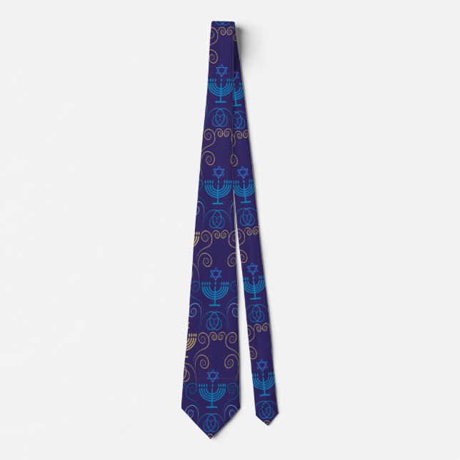 Hanukkah Festival Party Holiday Menorah Doodle Tie (Front)