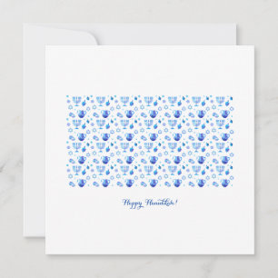 Hanukkah Festival Party Trendy Blue Ornament Card