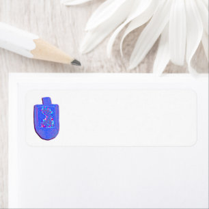 Hanukkah floral dreidel return address label