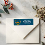 HANUKKAH Floral Wreath Menorah Return Address Return Address Label<br><div class="desc">Hand drawn text and florals by me for you. Click "personalise" to edit and add your own text or change the fonts or colours. Everything is customisable. For more designs and colours check my shop! Or let me know if you'd like something custom. Ask if you don't find what you...</div>