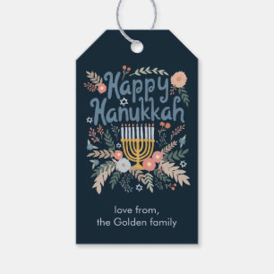 Hanukkah Florals Hand-draw CUSTOM  Gift Tags