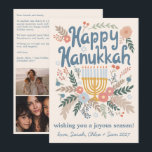 Hanukkah FLorals Hand-drawn Art CUSTOM 4 PHOTO Holiday Card<br><div class="desc">Sweet dove drawing to wish someone happy holidays! Add your own photos and text! Click "personalise" to add your own photos and change the text on the front and back. You can also change colours and fonts, everything is customisable! Also available in my shop in different colours and style, as...</div>