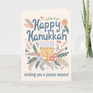 Hanukkah FLorals Hand-drawn Art CUSTOM  Holiday Card