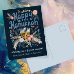 Hanukkah FLorals Hand-drawn Art CUSTOM  Holiday Postcard<br><div class="desc">Sweet dove drawing to wish someone happy holidays! Add your own photos and text! Click "personalise" to change the text on the front and back. You can also change colours and fonts, everything is customisable! Also available in my shop in different colours and style, as photo cards, flat cards, and...</div>