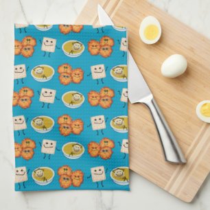 Hanukkah Food Cartoon Tote Bag Throw Pillow Apron Tea Towel