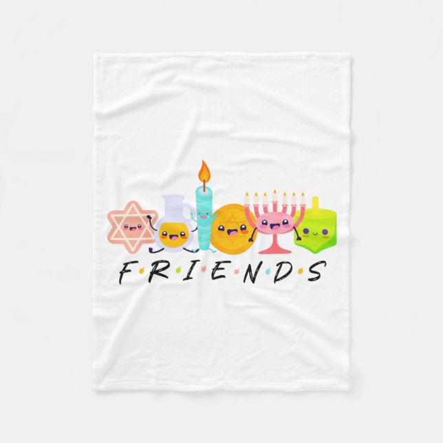 Hanukkah Friends Menorah Traditional Jewish Dreide Fleece Blanket (Front)