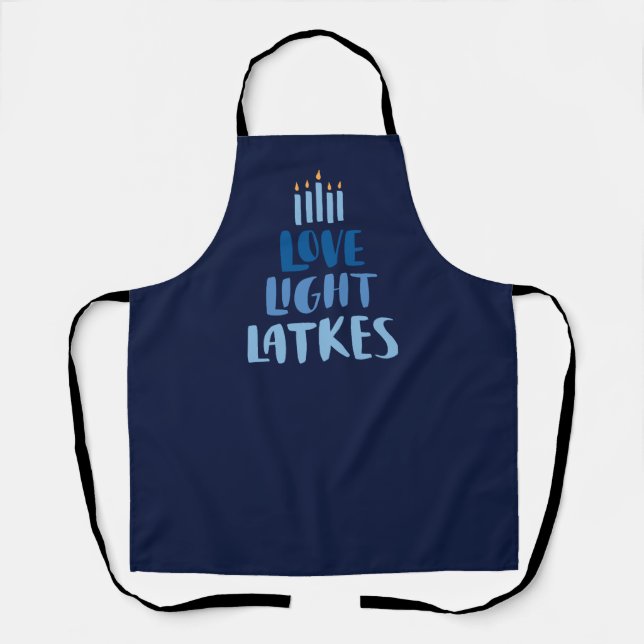 Hanukkah Fun "Love Light Latkas" Apron (Front)