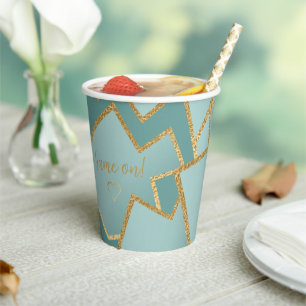 Hanukkah Game On Bluish Dreidels 8 oz. Paper Cups