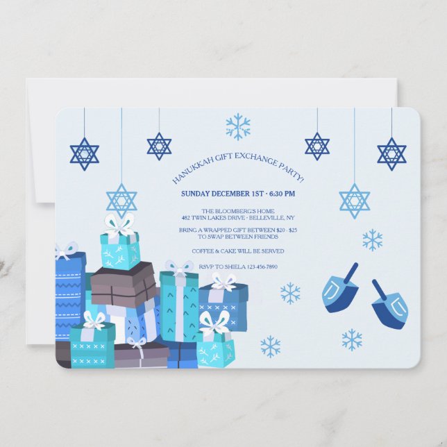 Hanukkah Gift Exchange Party Invitation (Front)