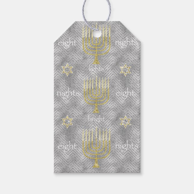 Hanukkah Gift Tags Elegant Menorahs (Front)