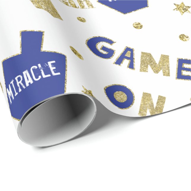 Hanukkah Gift Wrap A Great Miracle Happened Here (Roll Corner)