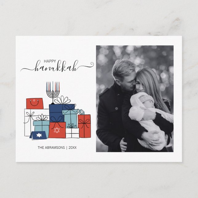 Hanukkah Gifts & Menorah Holiday Photo Postcard (Front)