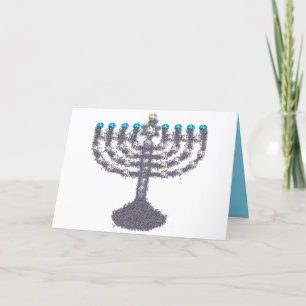 Hanukkah glam menorah hanukkiah holiday card