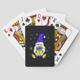 Hanukkah Gnome Holding Menorah Family Gnome Lover Playing Cards