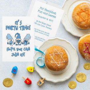 Hanukkah Gnomes Cute Personalised Holiday Party Invitation