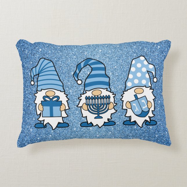 Hanukkah Gnomes Trio Decorative Cushion (Front)