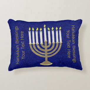 Hanukkah Gold Menorah Holiday Home Decor Decorative Cushion