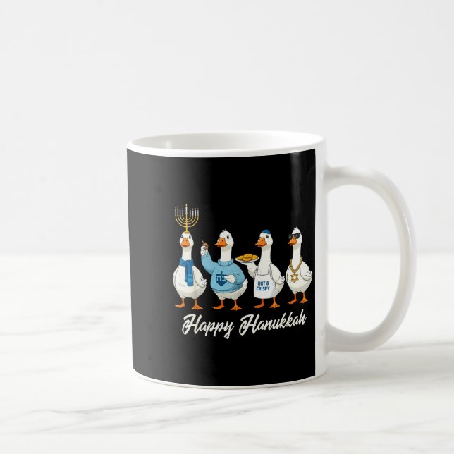 Hanukkah Goose Happy Hanukkah Menorah Dreidel Jewi Coffee Mug (Right)