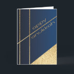Hanukkah Greeting Card Elegant Navy N Gold<br><div class="desc">"Hanukkah "Elegant Navy and Gold" Greeting Card with Envelope. Personalize by deleting text on the inside of greeting card. Choose your favorite font style, color, and size. All elements can be edited (rotated, moved, deleted, resized, etc.) Thanks for stopping and shopping by. Much appreciated!!! Happy Hanukkah! Size: Standard (5" x...</div>