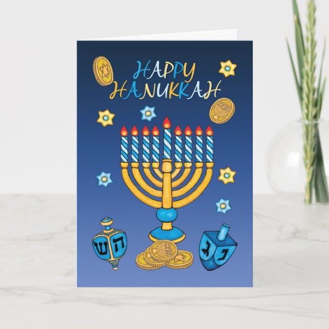 Hanukkah Greeting Card With Menorah (Front)