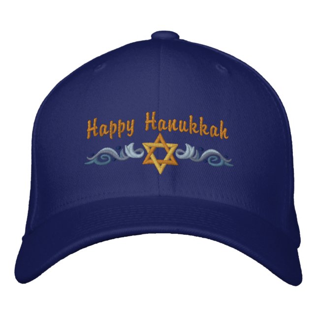 Hanukkah Greeting Embroidered Hat (Front)