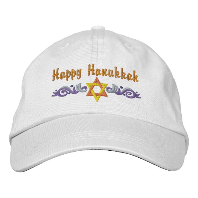 Hanukkah Greeting Embroidered Hat (Front)