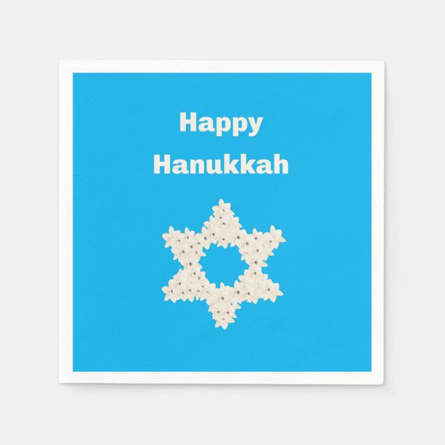 Hanukkah Greeting with Flowers Napkin (Front)